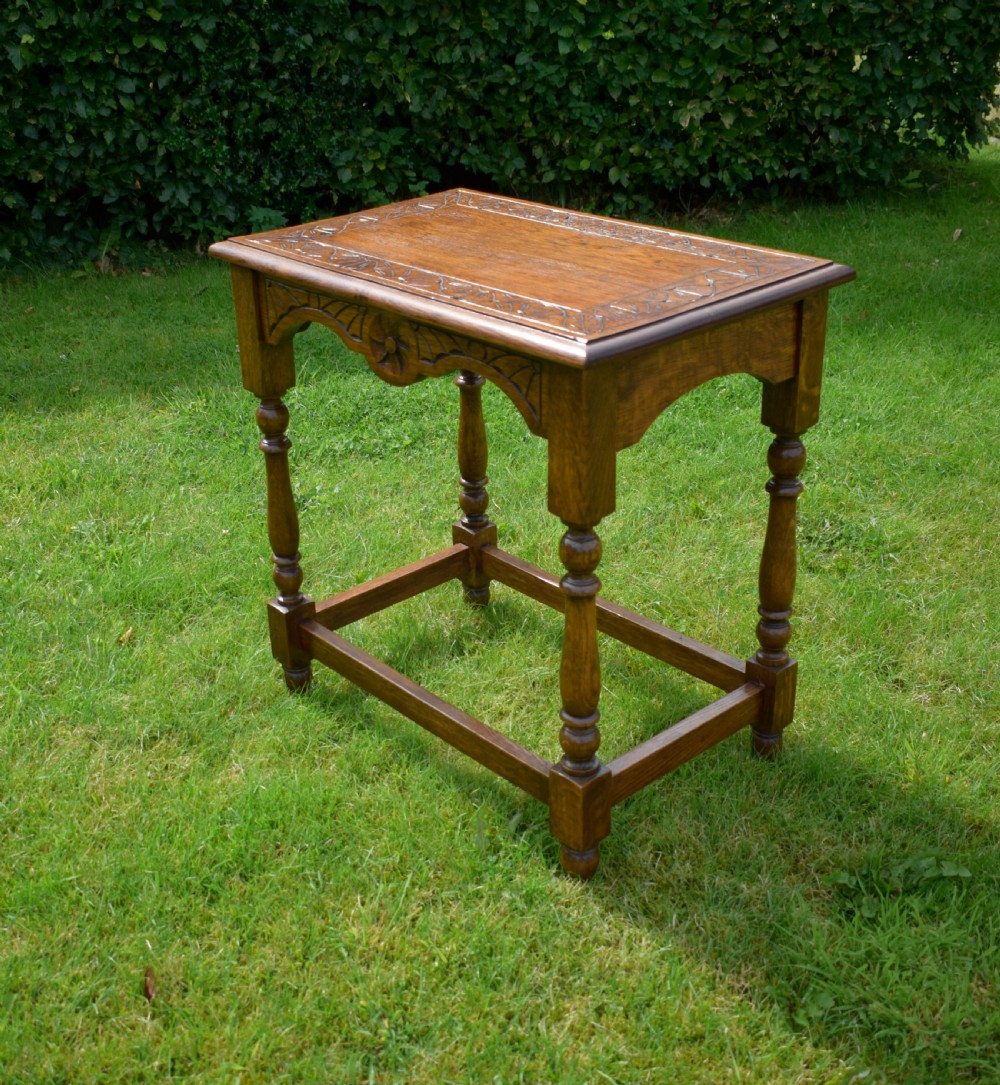  Carved Oak Occasional Table View IX