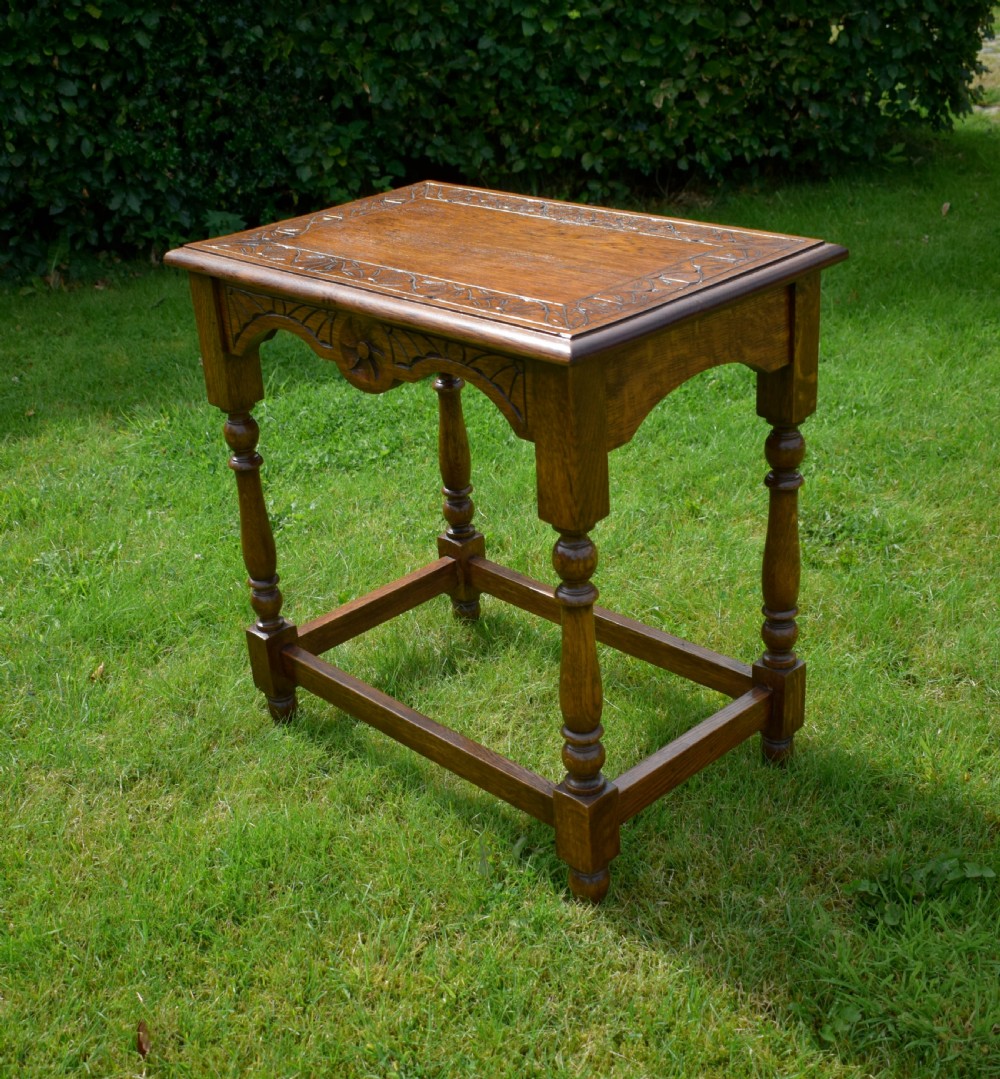  Carved Oak Occasional Table View X