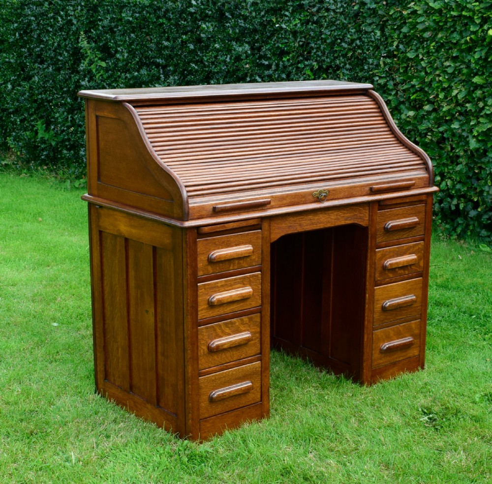 Victorian Oak Roll Top Desk