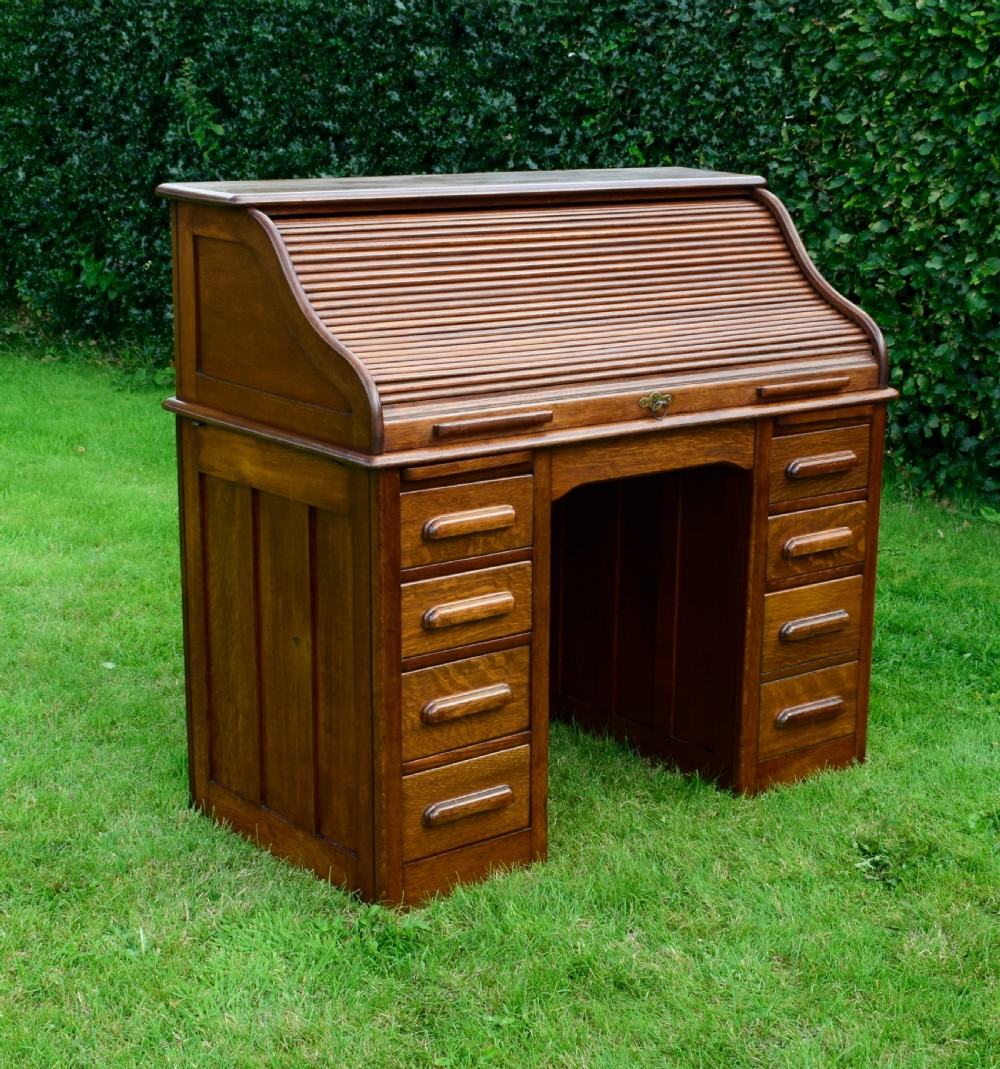 Victorian Oak Roll Top Desk View IV
