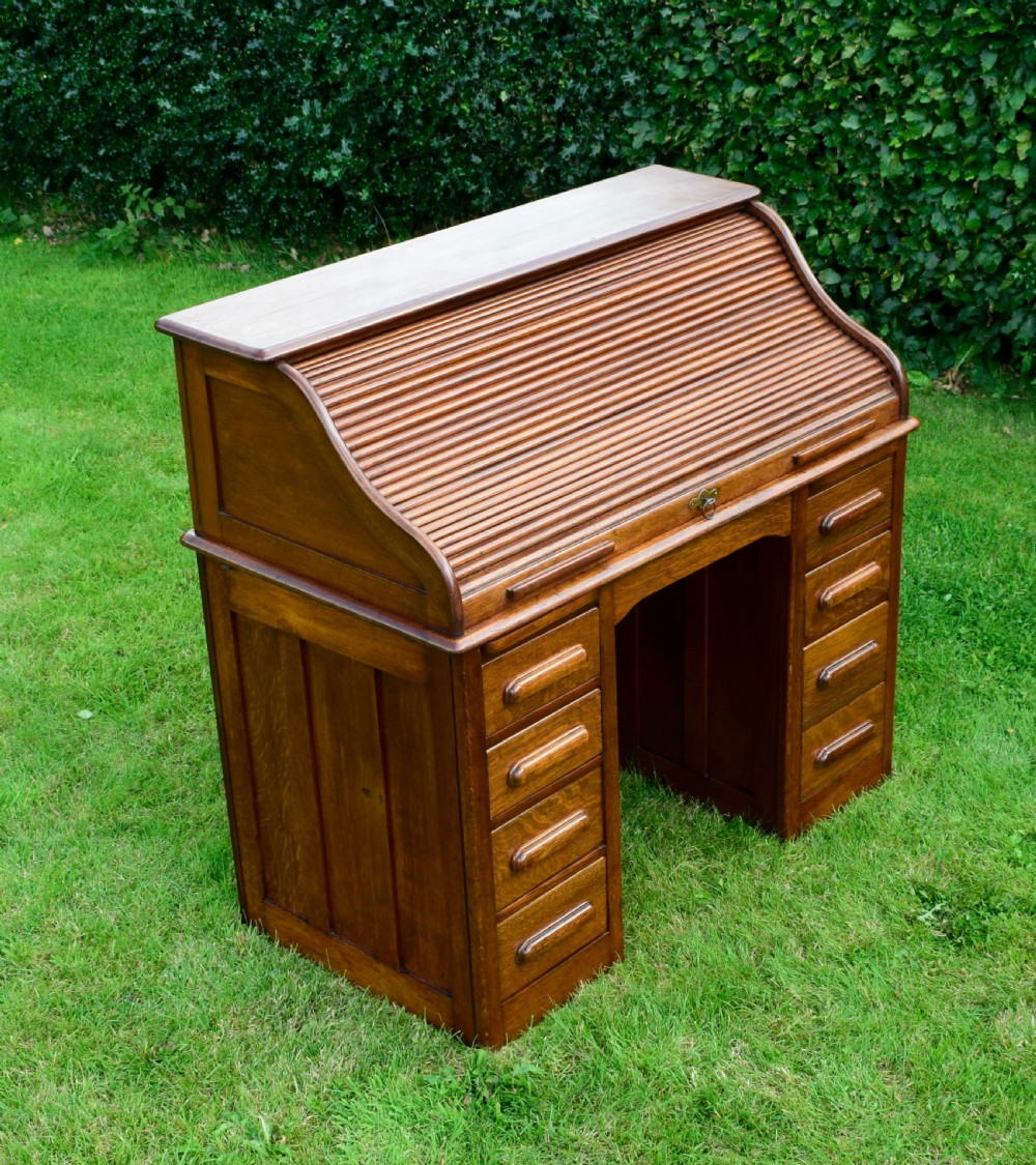 Victorian Oak Roll Top Desk View V