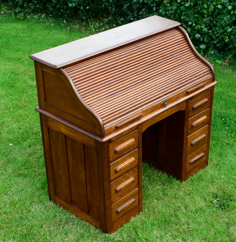 Victorian Oak Roll Top Desk View VI