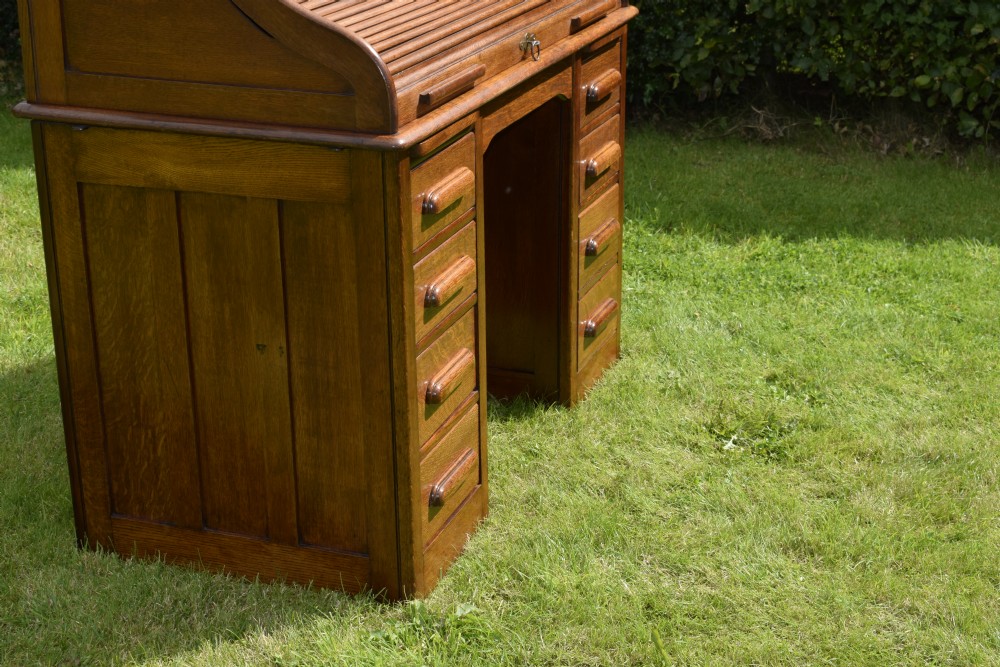 Victorian Oak Roll Top Desk View VIII