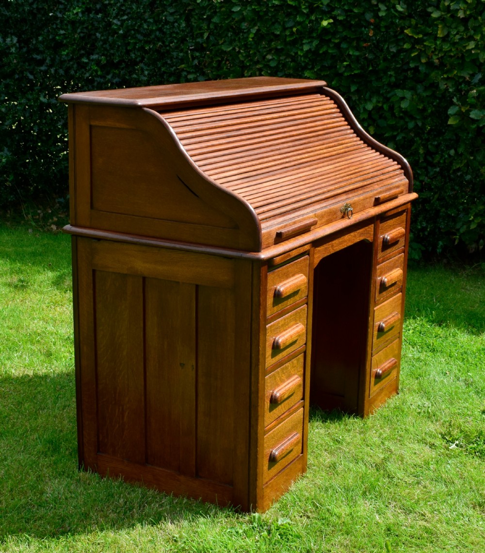 Victorian Oak Roll Top Desk View IX