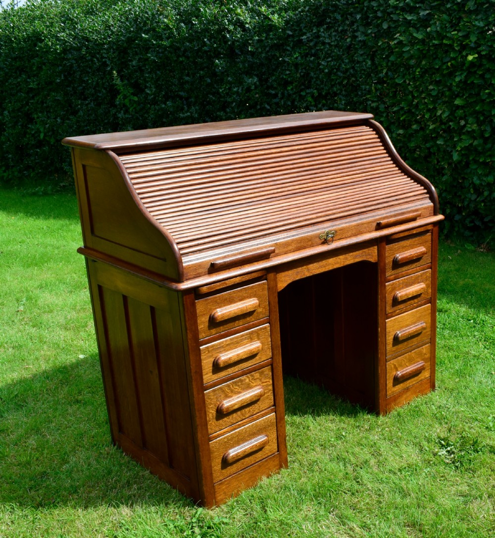 Victorian Oak Roll Top Desk View XI