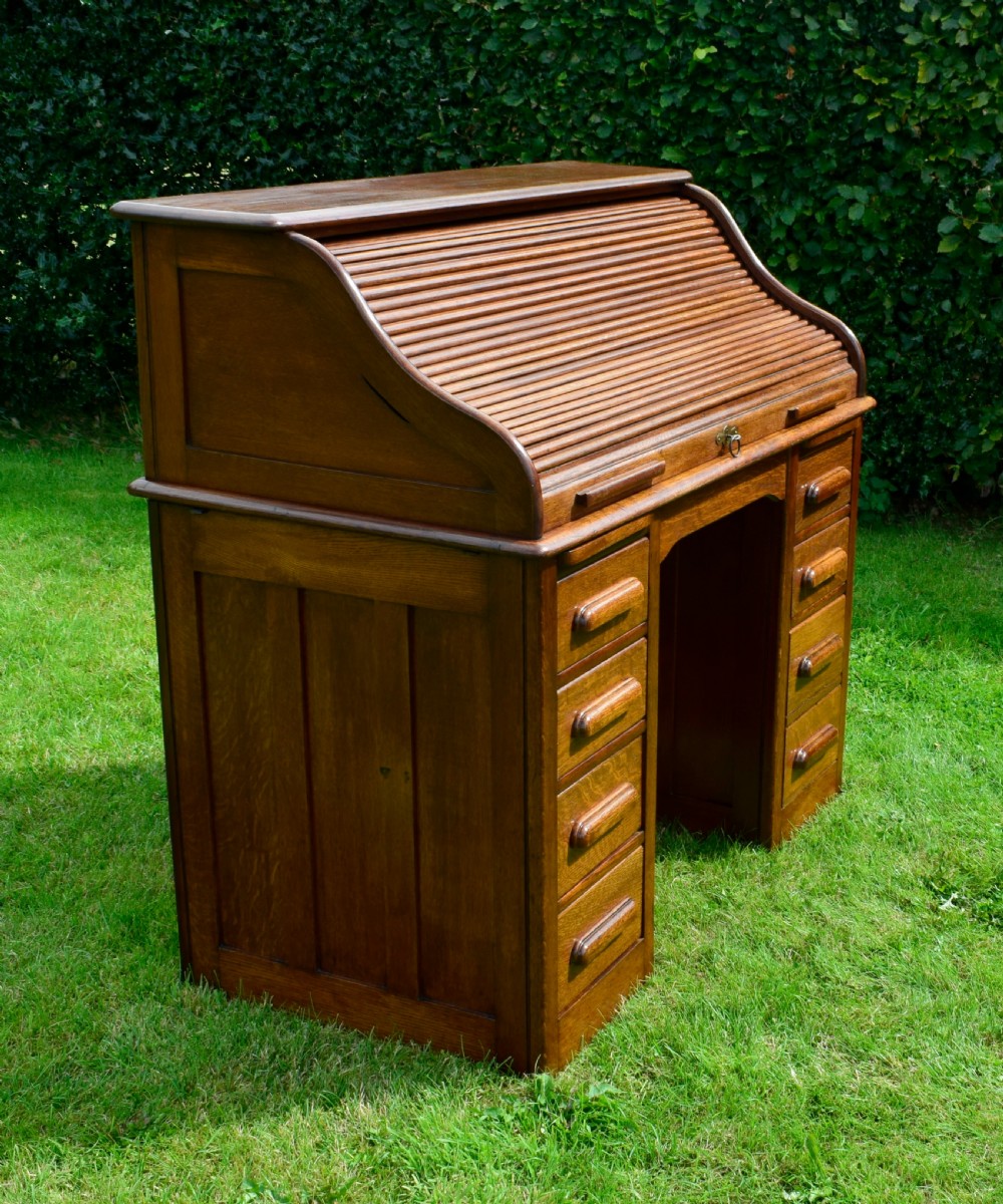 Victorian Oak Roll Top Desk View XII