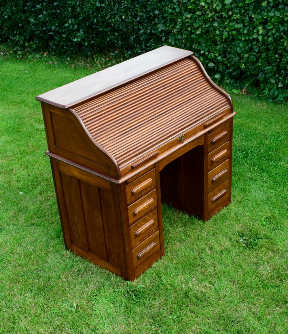Victorian Oak Roll Top Desk View XIII