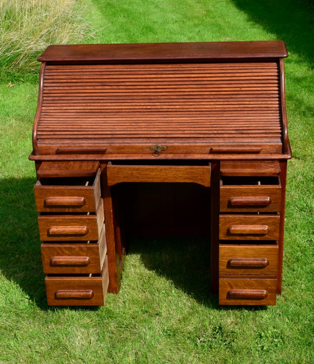Victorian Oak Roll Top Desk View XV