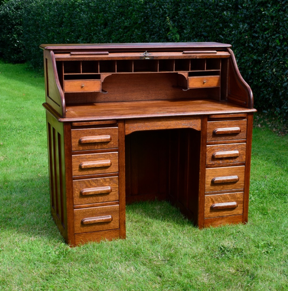Victorian Oak Roll Top Desk View XIX