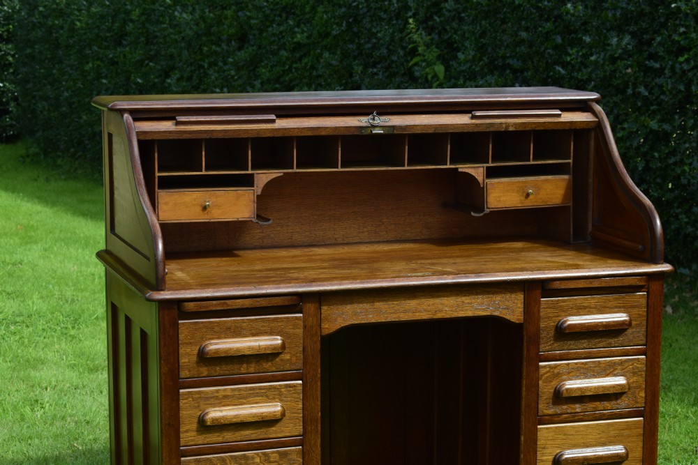 Victorian Oak Roll Top Desk View XXI