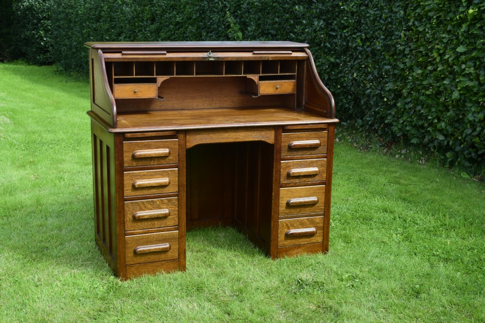 Victorian Oak Roll Top Desk View XXII
