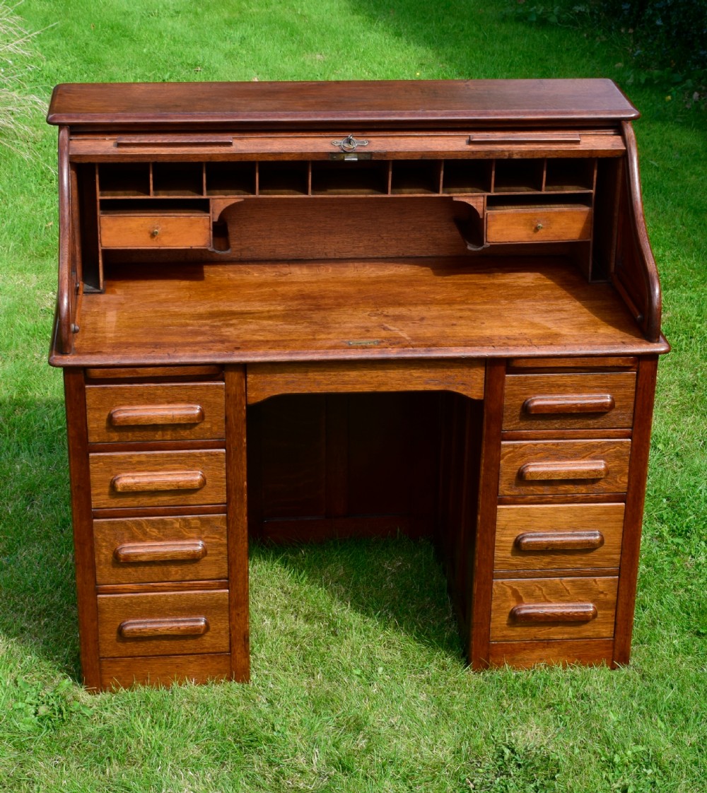 Victorian Oak Roll Top Desk View XXIII