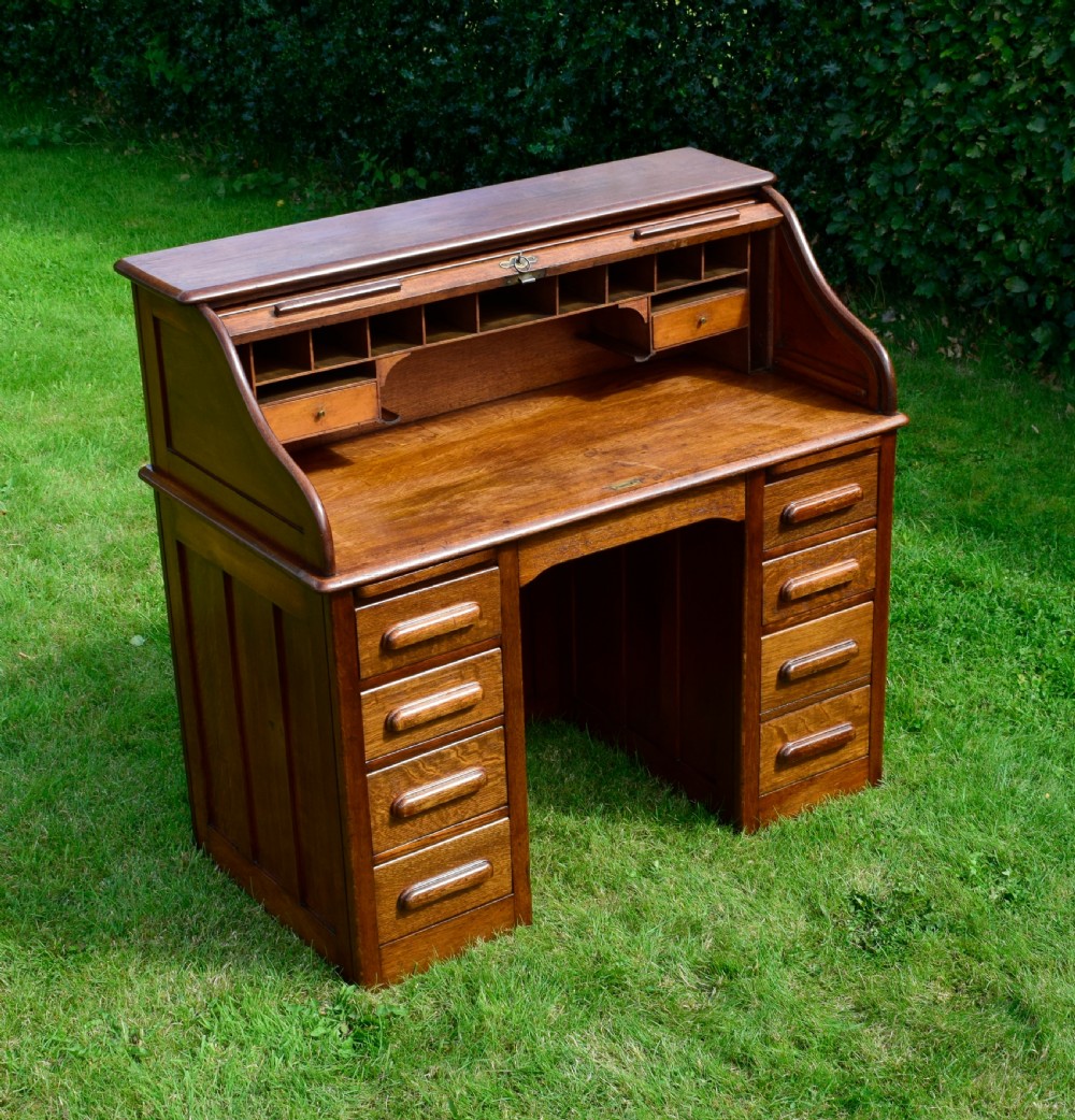 Victorian Oak Roll Top Desk View XXIV