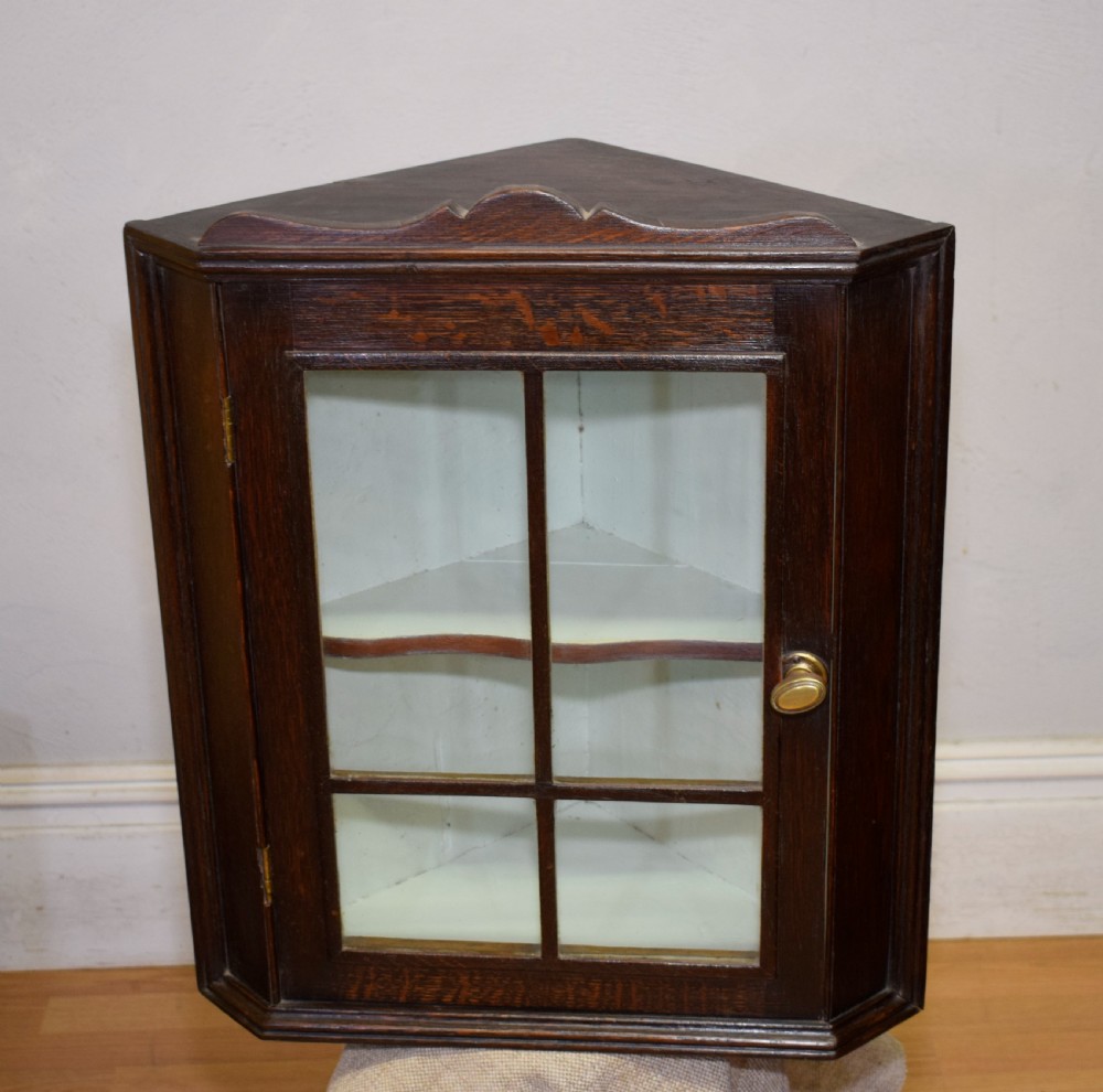 Glazed Oak Corner Cupboard