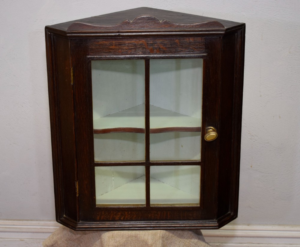 Glazed Oak Corner Cupboard View II
