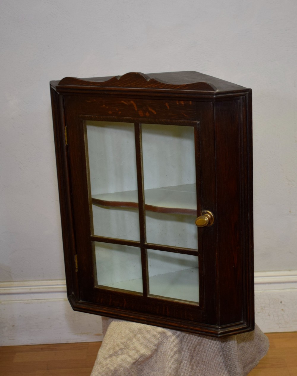 Glazed Oak Corner Cupboard View V