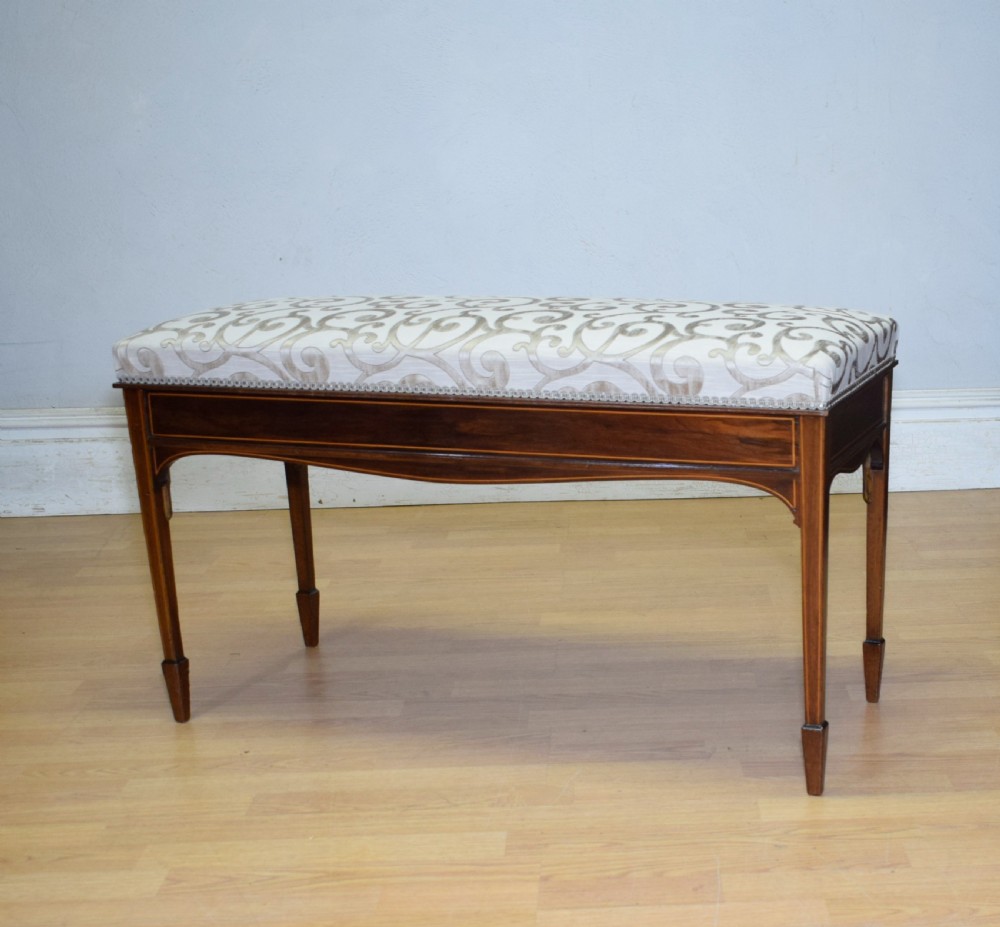 Mahogany Inlaid Piano Duet Stool View II