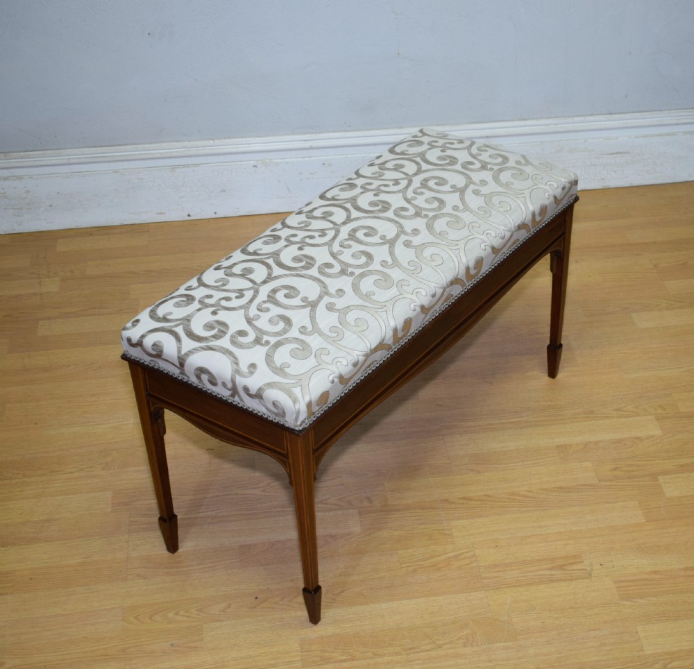 Mahogany Inlaid Piano Duet Stool View IX