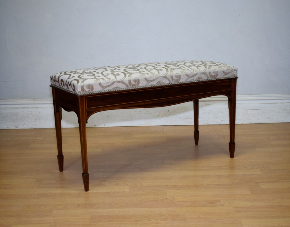 Mahogany Inlaid Piano Duet Stool View XII