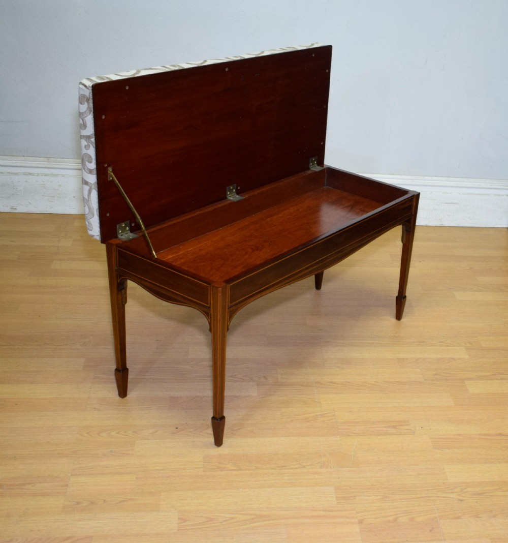 Mahogany Inlaid Piano Duet Stool View XV