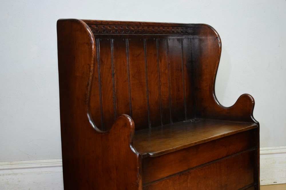 Carved Oak Box Settle View III