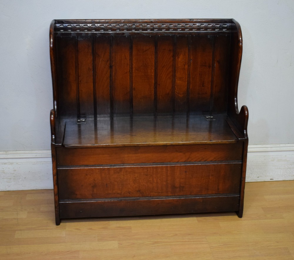 Carved Oak Box Settle View VII
