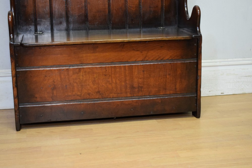 Carved Oak Box Settle View X