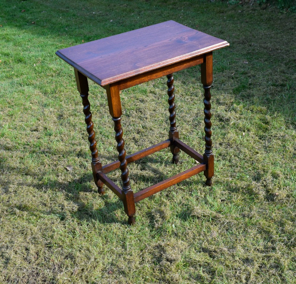 Oak Barley Twist Side Table View XIV