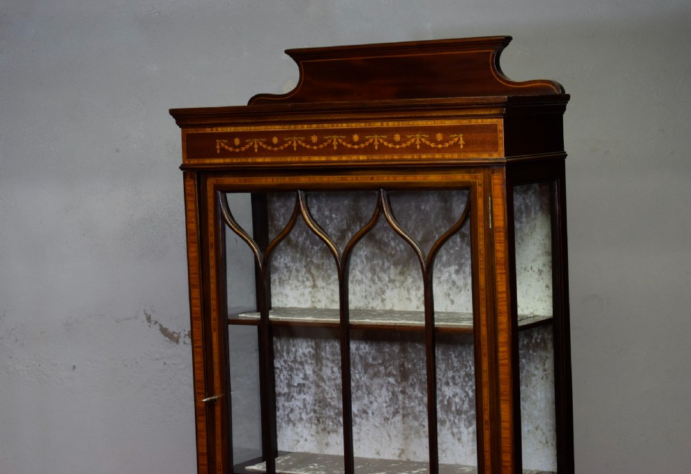 Edwardian Mahogany Inlaid Display Cabinet View XI