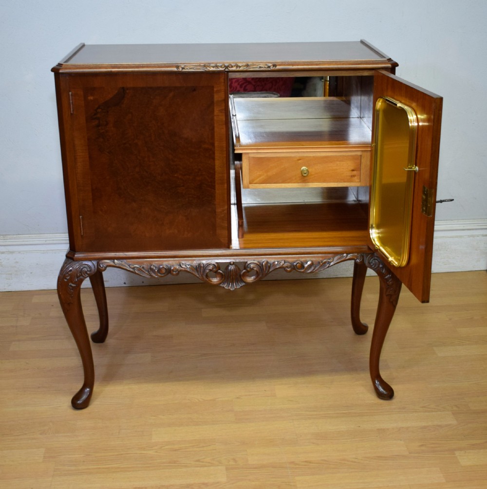 Early 20th Century Walnut Cocktail Cabinet View XIV