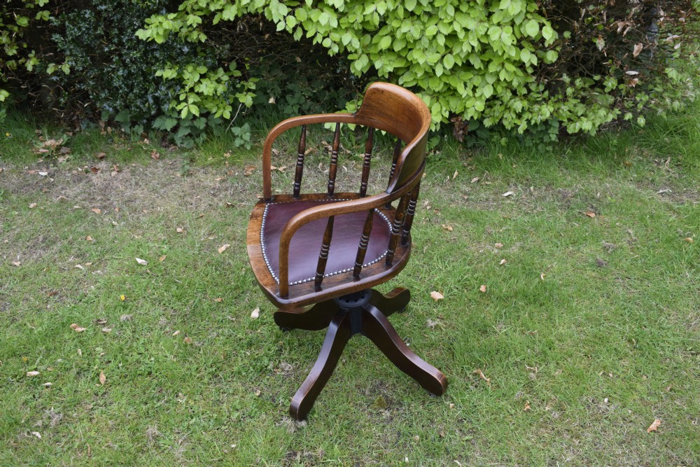 Oak Swivel Desk Chair View XI