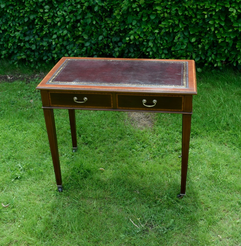 Edwardian Mahogany Inlaid Desk View IV
