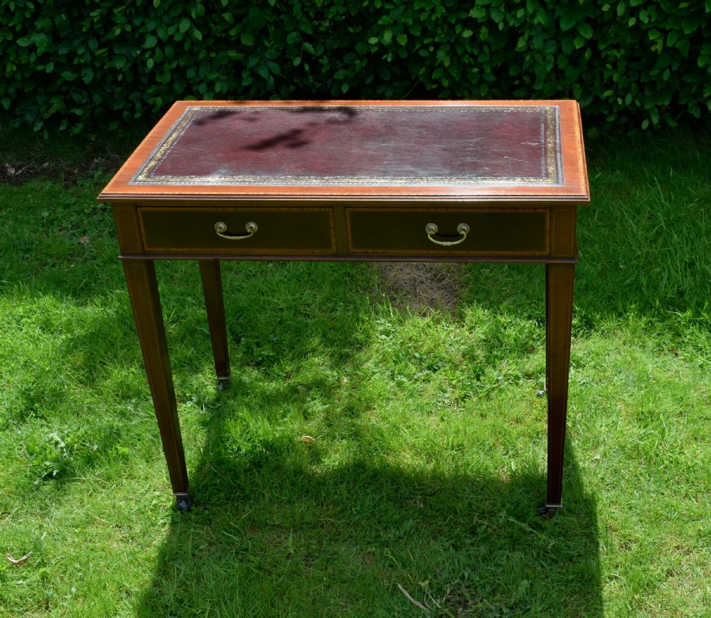 Edwardian Mahogany Inlaid Desk View VI