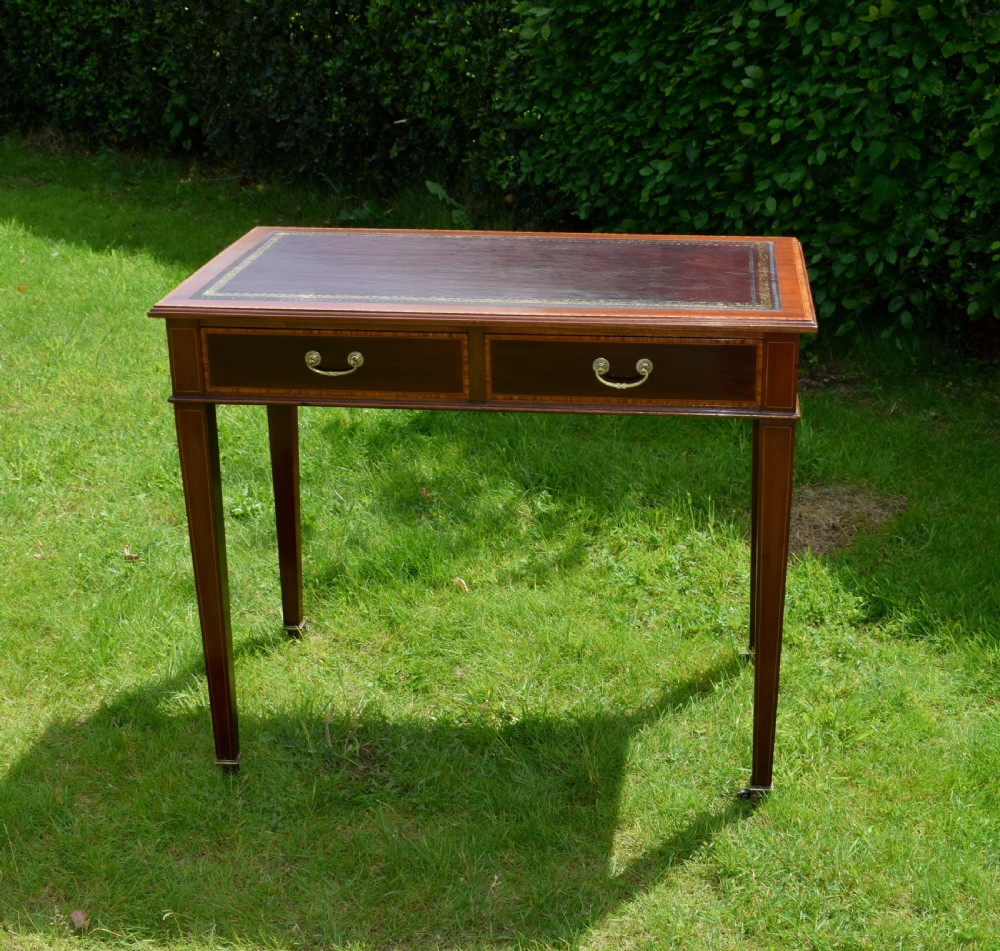 Edwardian Mahogany Inlaid Desk View VII