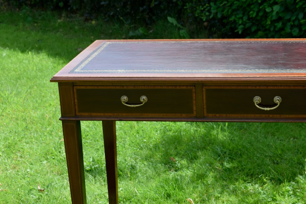 Edwardian Mahogany Inlaid Desk View VIII