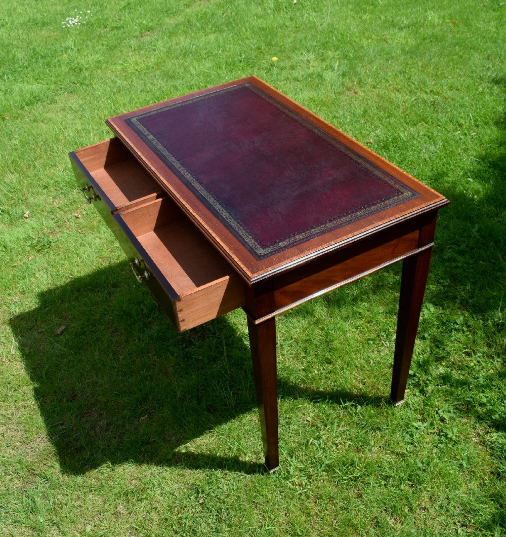 Edwardian Mahogany Inlaid Desk View XI