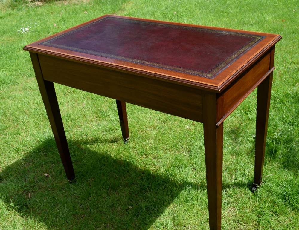 Edwardian Mahogany Inlaid Desk View XVI