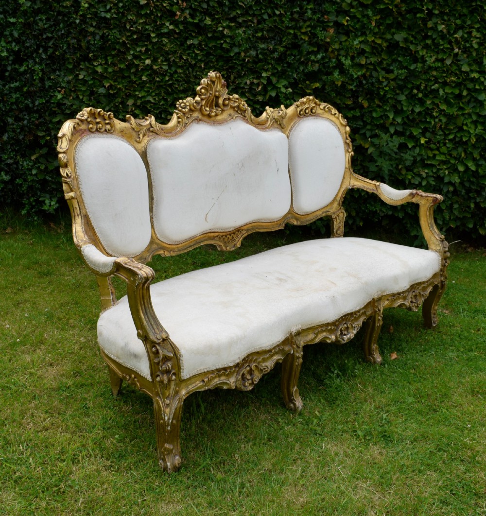 19th Century Gilded French Couch