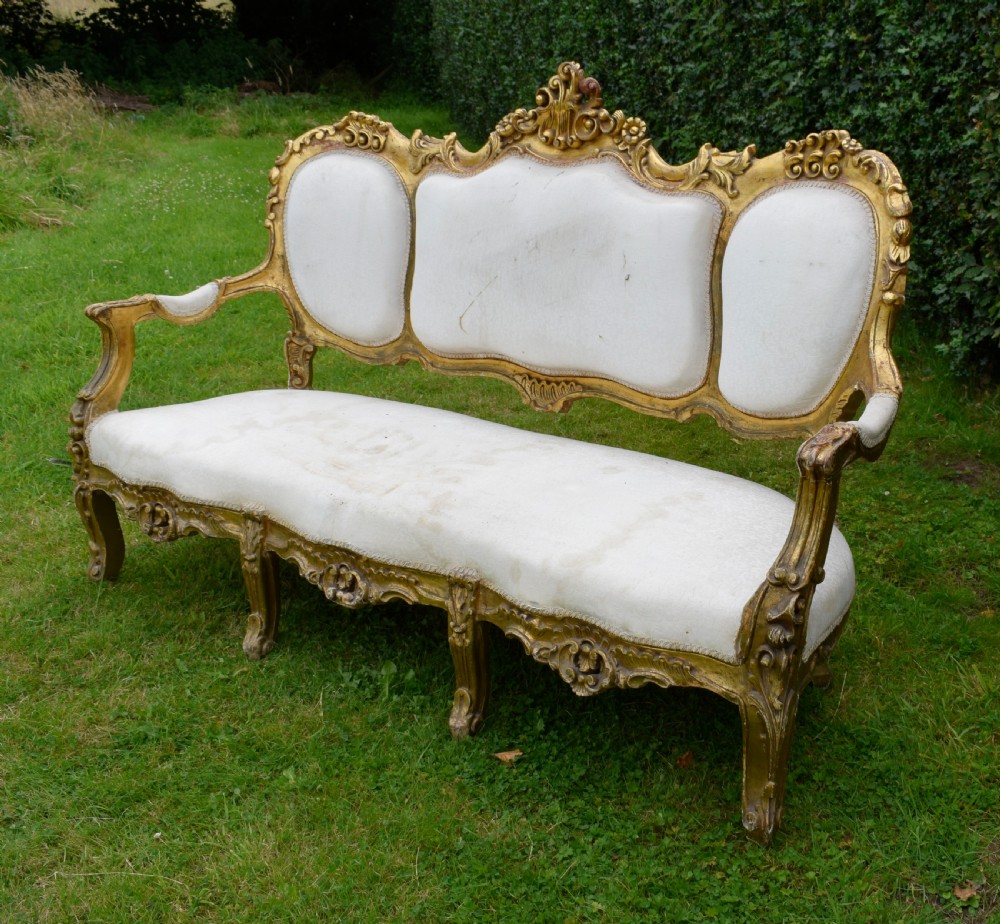 19th Century Gilded French Couch View II