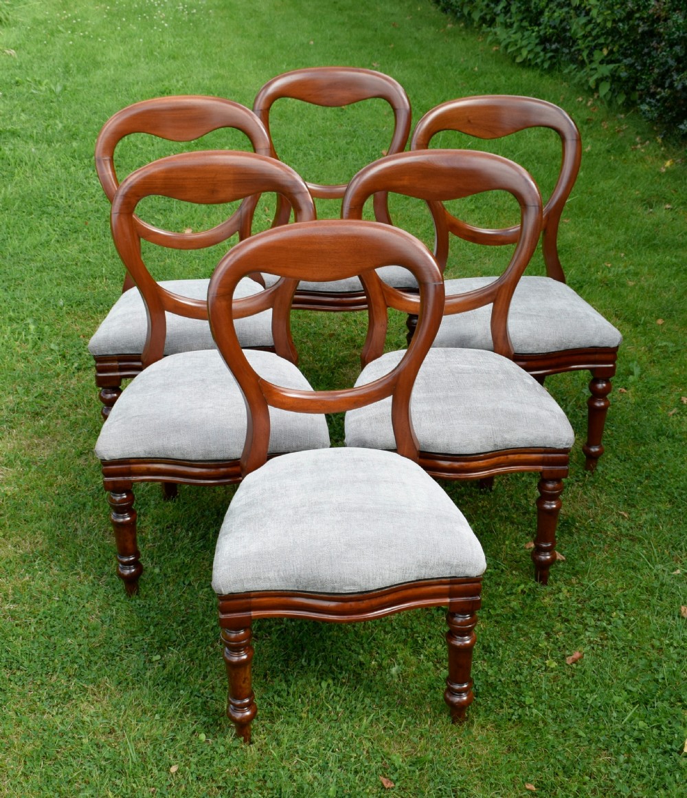 6 Victorian Balloon Back Dining Chairs View II