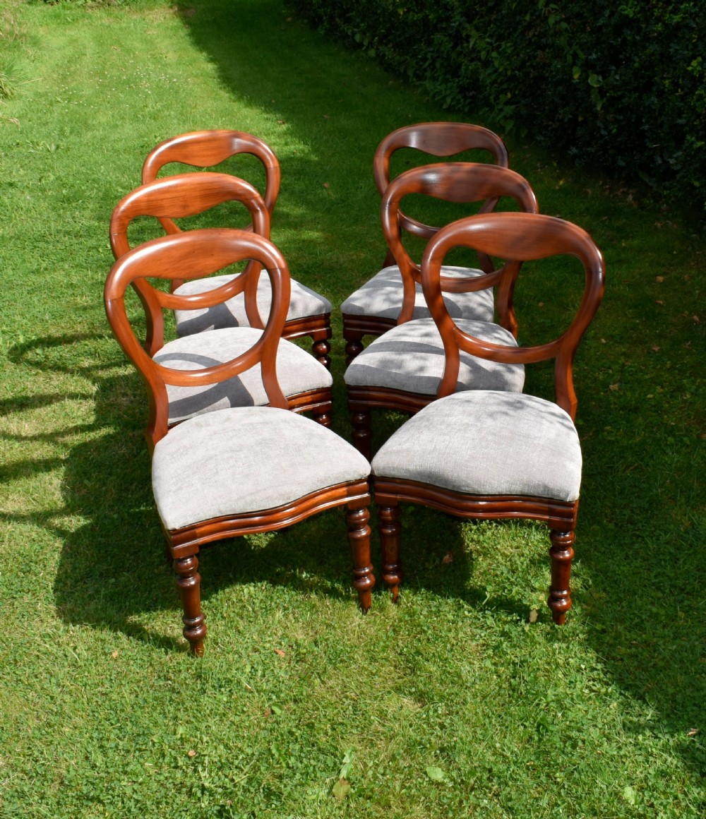 6 Victorian Balloon Back Dining Chairs View X
