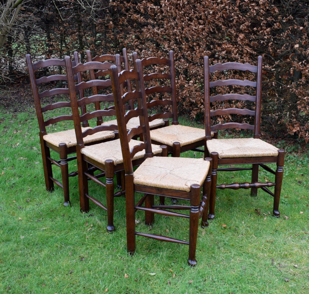 Set of 6 Oak Ladderback Dining / Kitchen Chairs View II