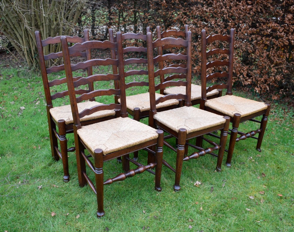 Set of 6 Oak Ladderback Dining / Kitchen Chairs View IV