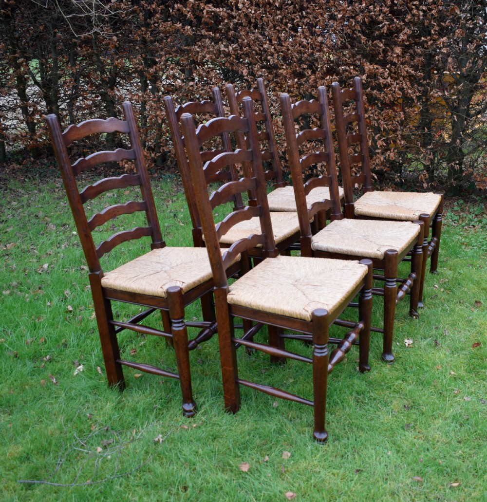 Set of 6 Oak Ladderback Dining / Kitchen Chairs View VI