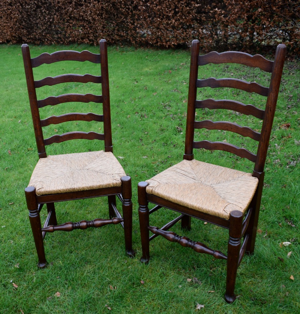 Set of 6 Oak Ladderback Dining / Kitchen Chairs View X