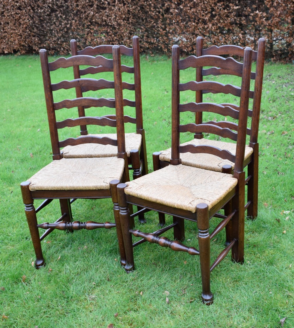 Set of 4 Oak LadderBack Dining / Kitchen Chairs