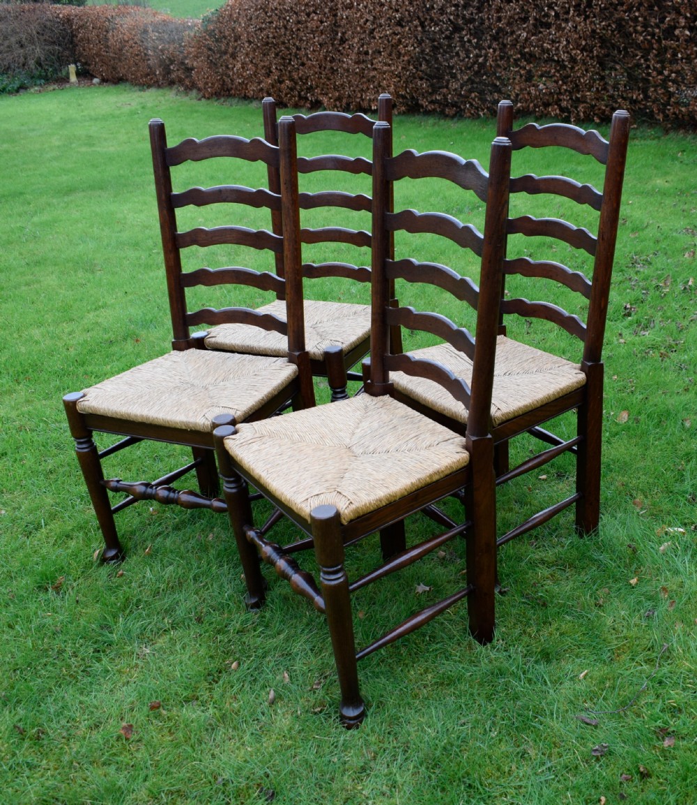 Set of 4 Oak LadderBack Dining / Kitchen Chairs View II