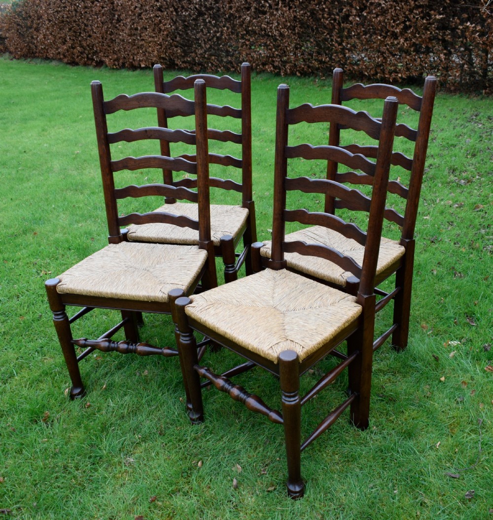 Set of 4 Oak LadderBack Dining / Kitchen Chairs View IV