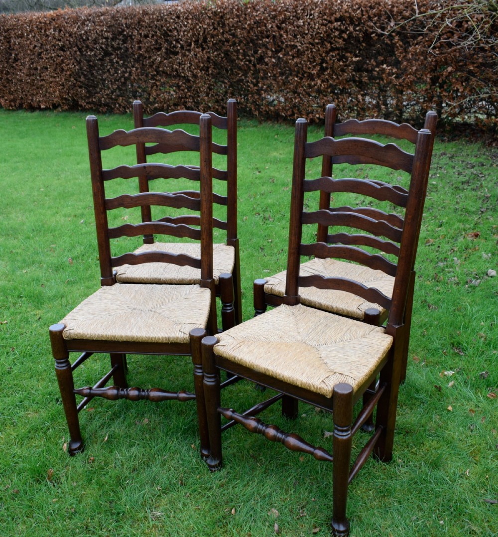 Set of 4 Oak LadderBack Dining / Kitchen Chairs View V