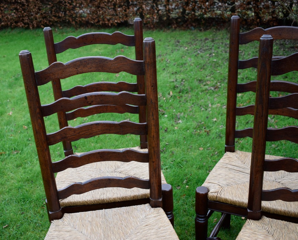 Set of 4 Oak LadderBack Dining / Kitchen Chairs View VI